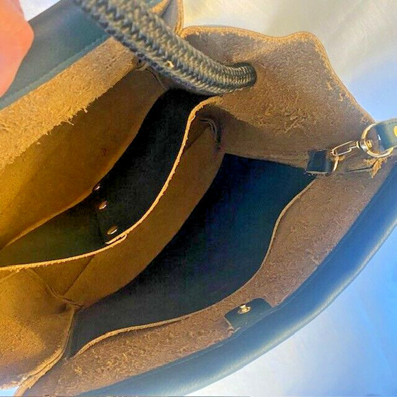 ZUCCA The YACHT ROPE BAG Rope Handle Green Leather Purse Tote Bucket Bag RARE - Picture 8 of 8